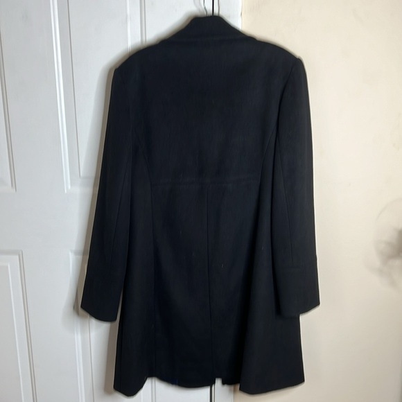 Larry Levine Black Wool Blend Button Down Trench Coat Size 10 - Picture 4 of 9
